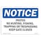Signmission OSHA Notice Sign, 10" Height, 14" Width, Posted No Hunting Fishing Trapping Or Sign, Landscape OS-NS-D-1014-L-17724 - alternate 1
